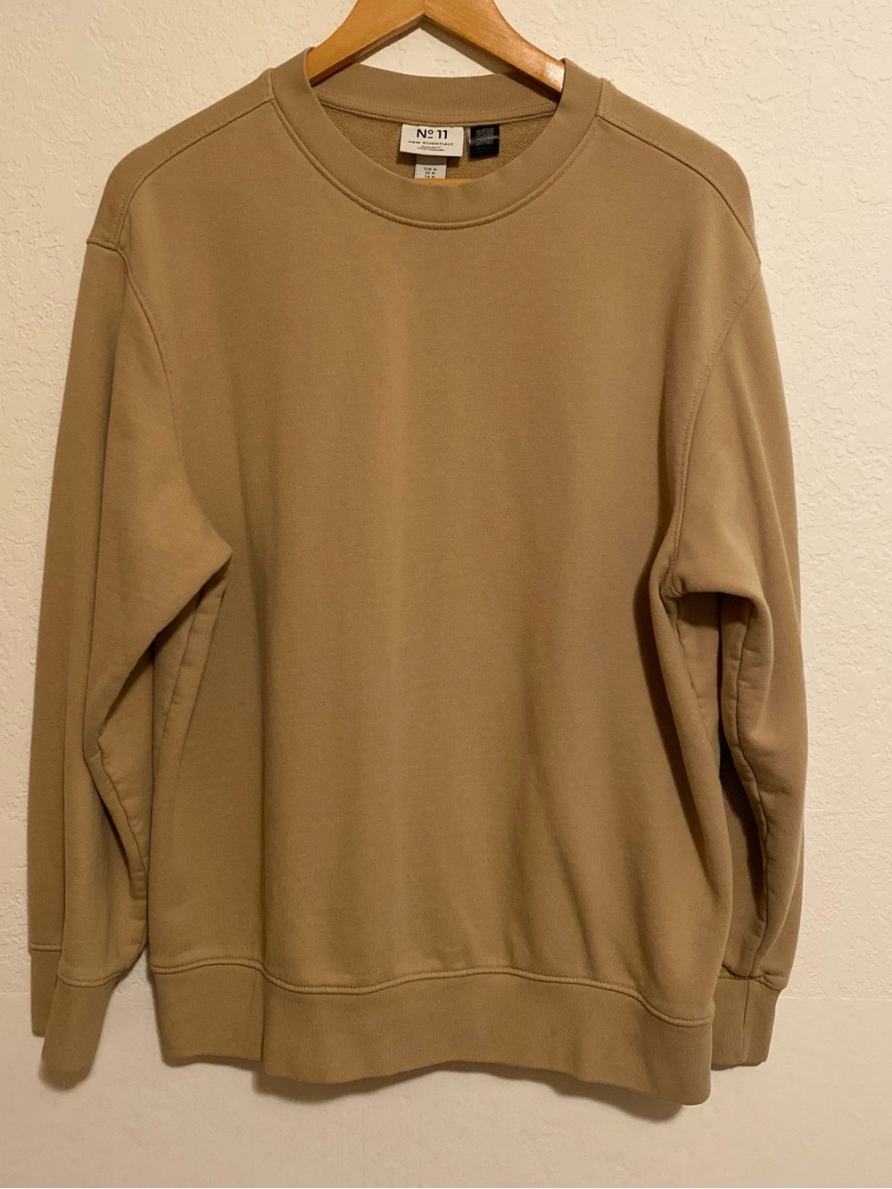 H&M Essentials Men's Heavyweight Crewneck Sweatshirt in Khaki 100% Cotton Size M